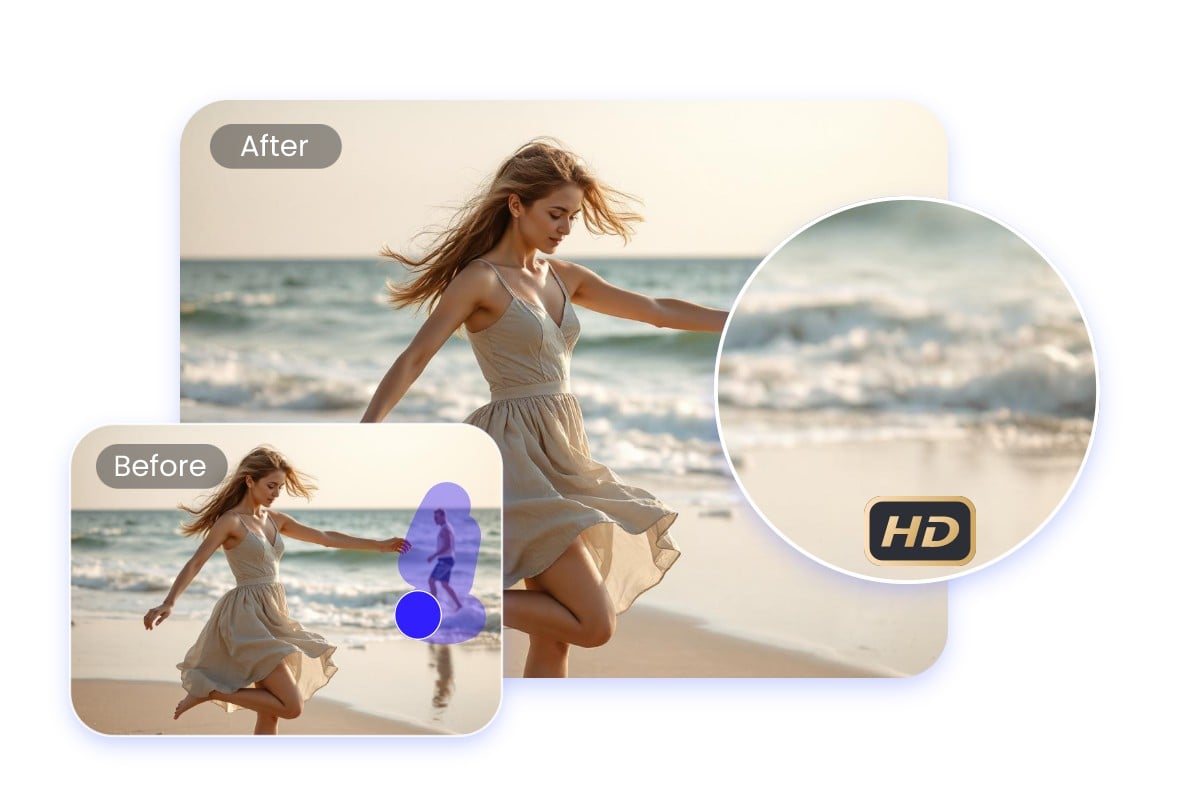 Remove people from photo without affecting original background