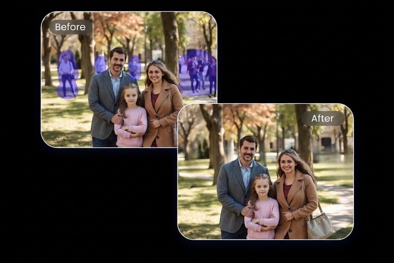 Remove people in background to protect privacy