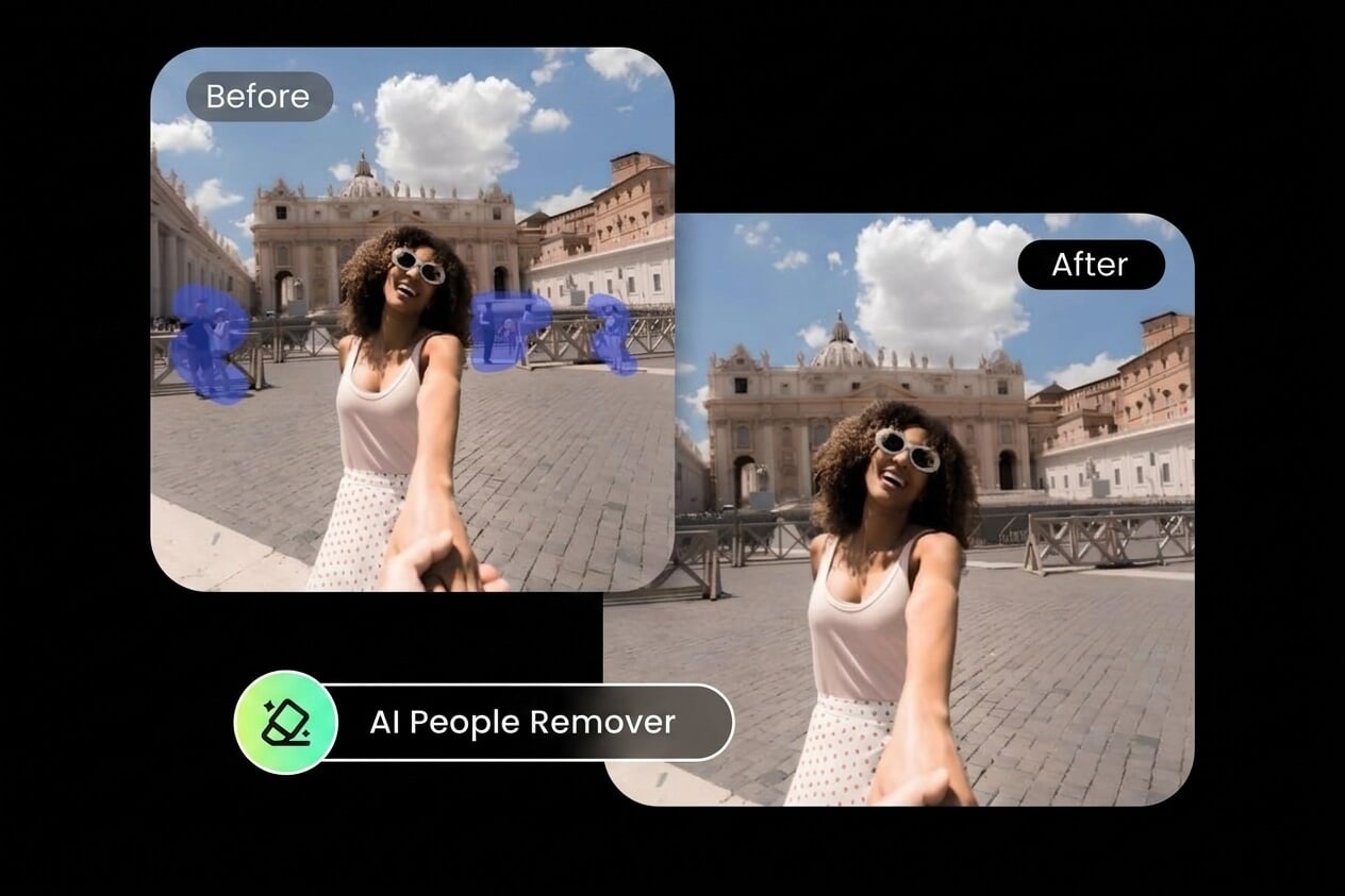 Remove person from photo online free with Fotor AI people remover