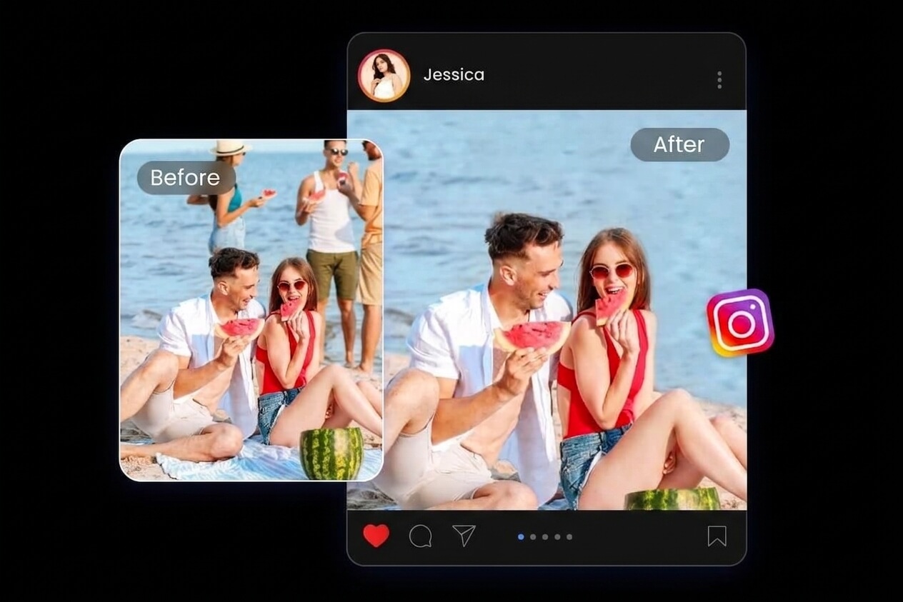 Remove photobombers and passersby from photos easily with Fotor AI person remover