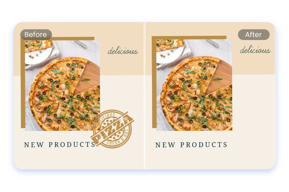 Remove stamp watermark to make restaurant promo picture