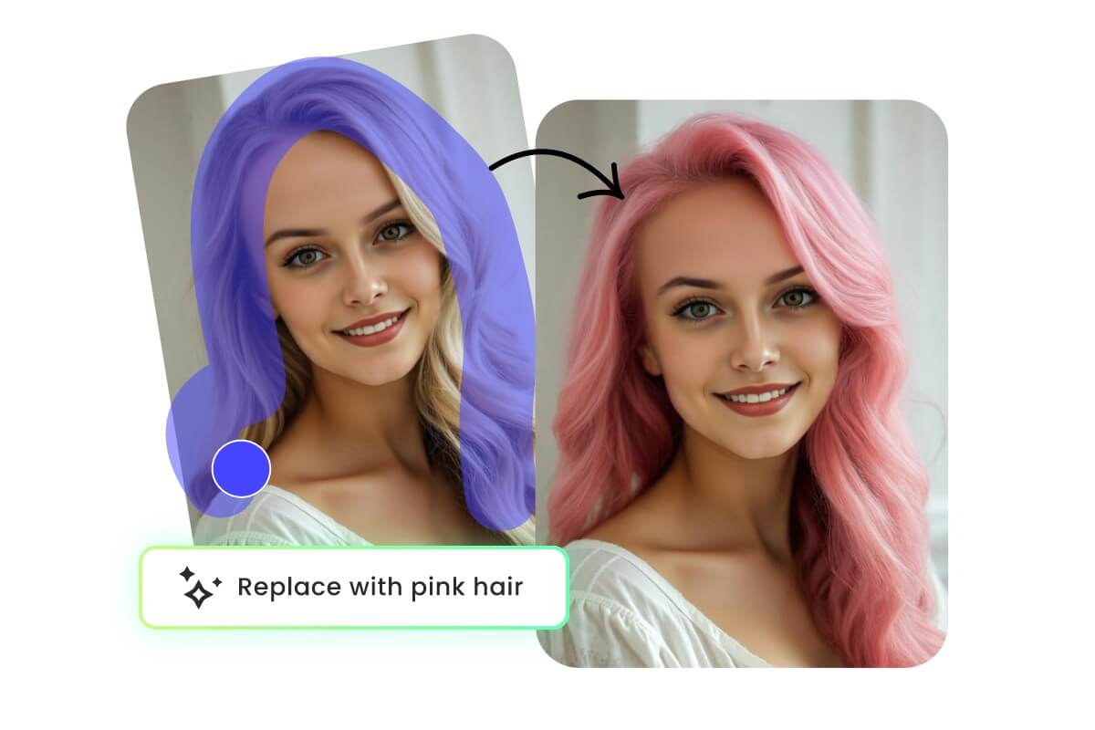 Replace hairstyle and hair color