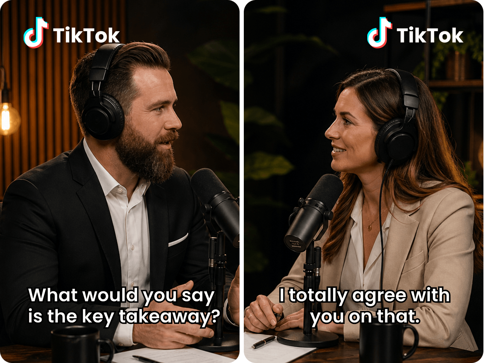Repurpose a long interview video into two contextual interview clips for tiktok