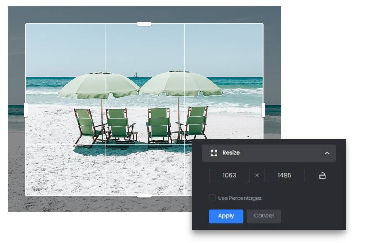 Resize a seaside photo with Fotors online image stretcher