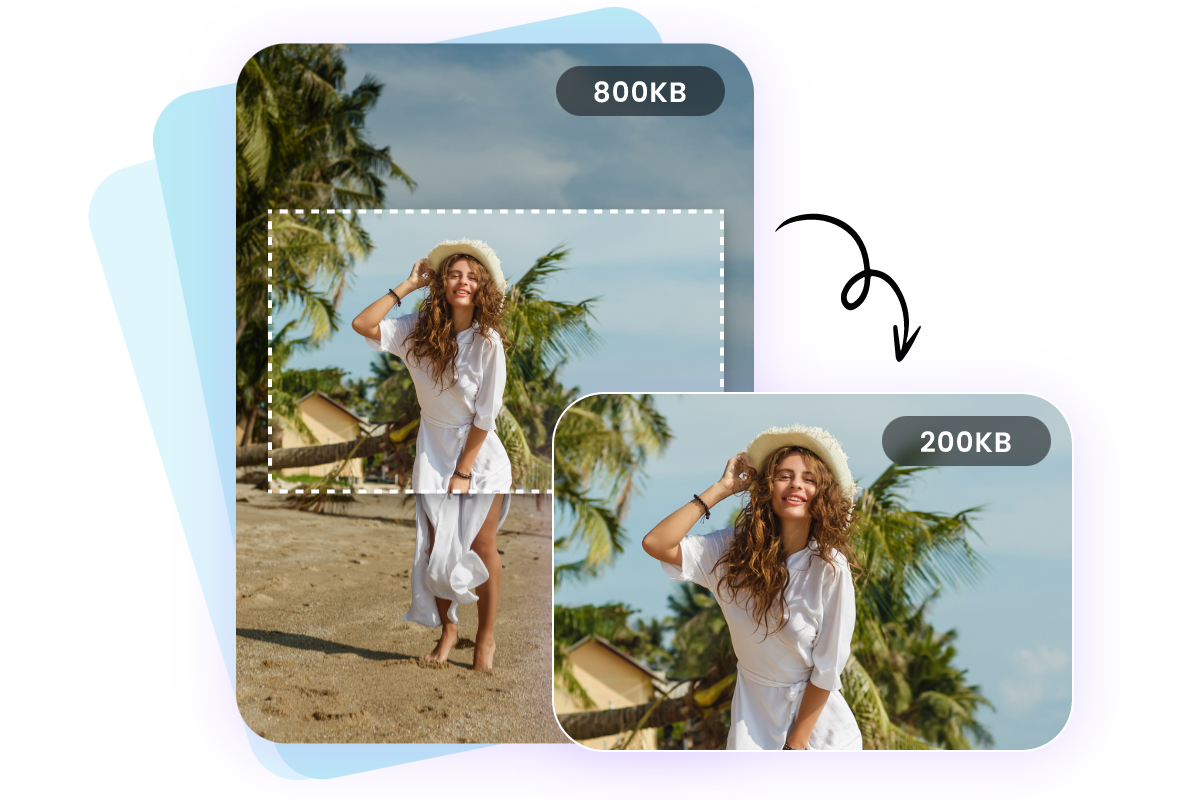 Resize and compress a girl photo for saving in fotor