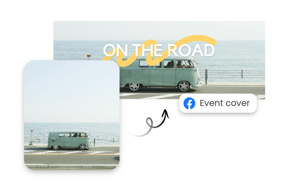Redimensionner l’image d’une voiture roulant sur la route et la transformer en couverture d’événement Facebook avec Fotor