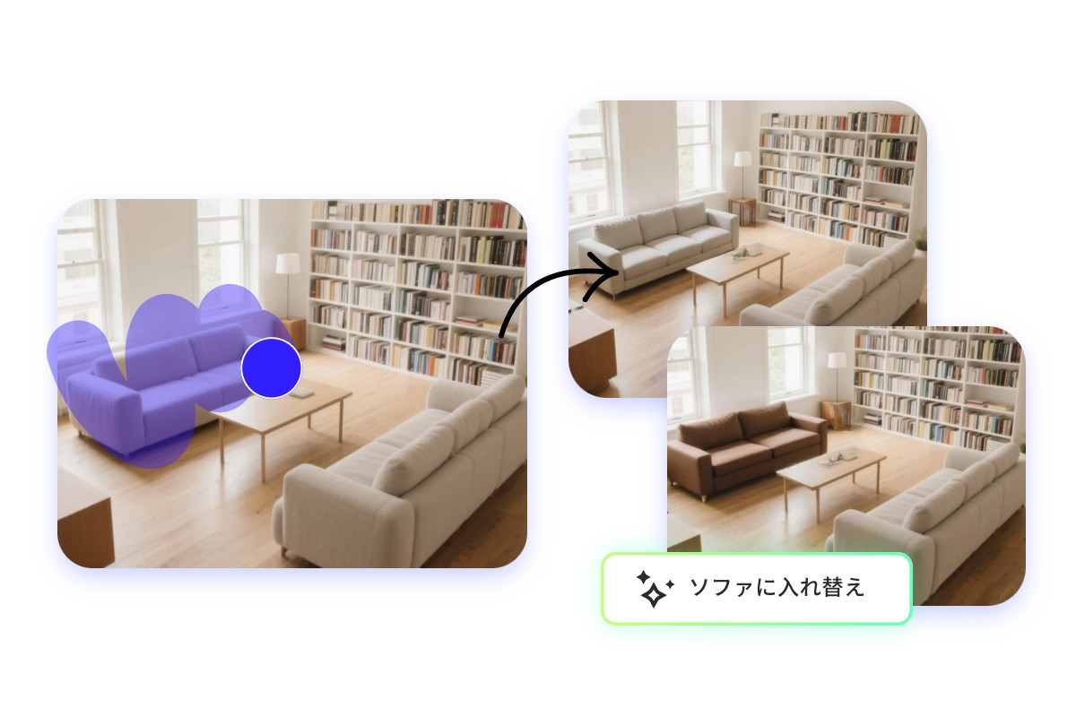 簡単な文字入力で家具を自由に模様替え