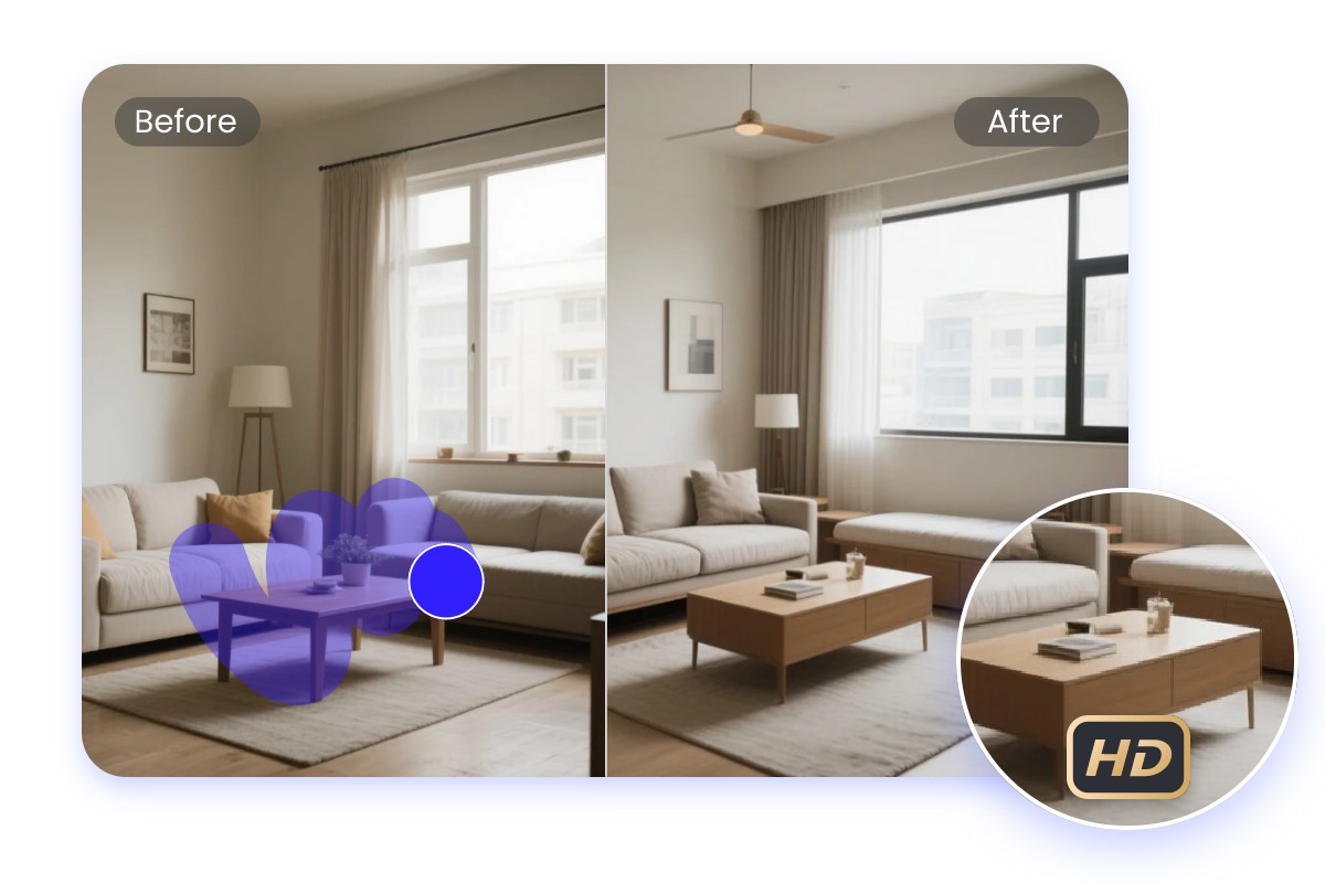 AIでリアルな高画質化の家具に模様替え