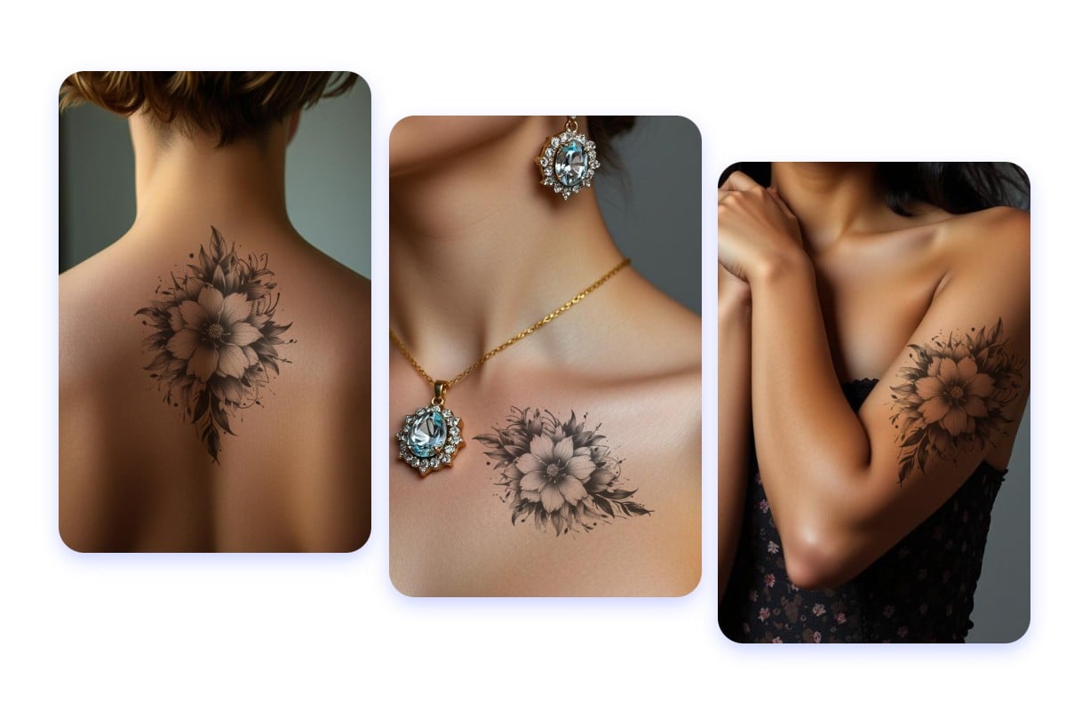 same tattoo on the back chest and arm skin