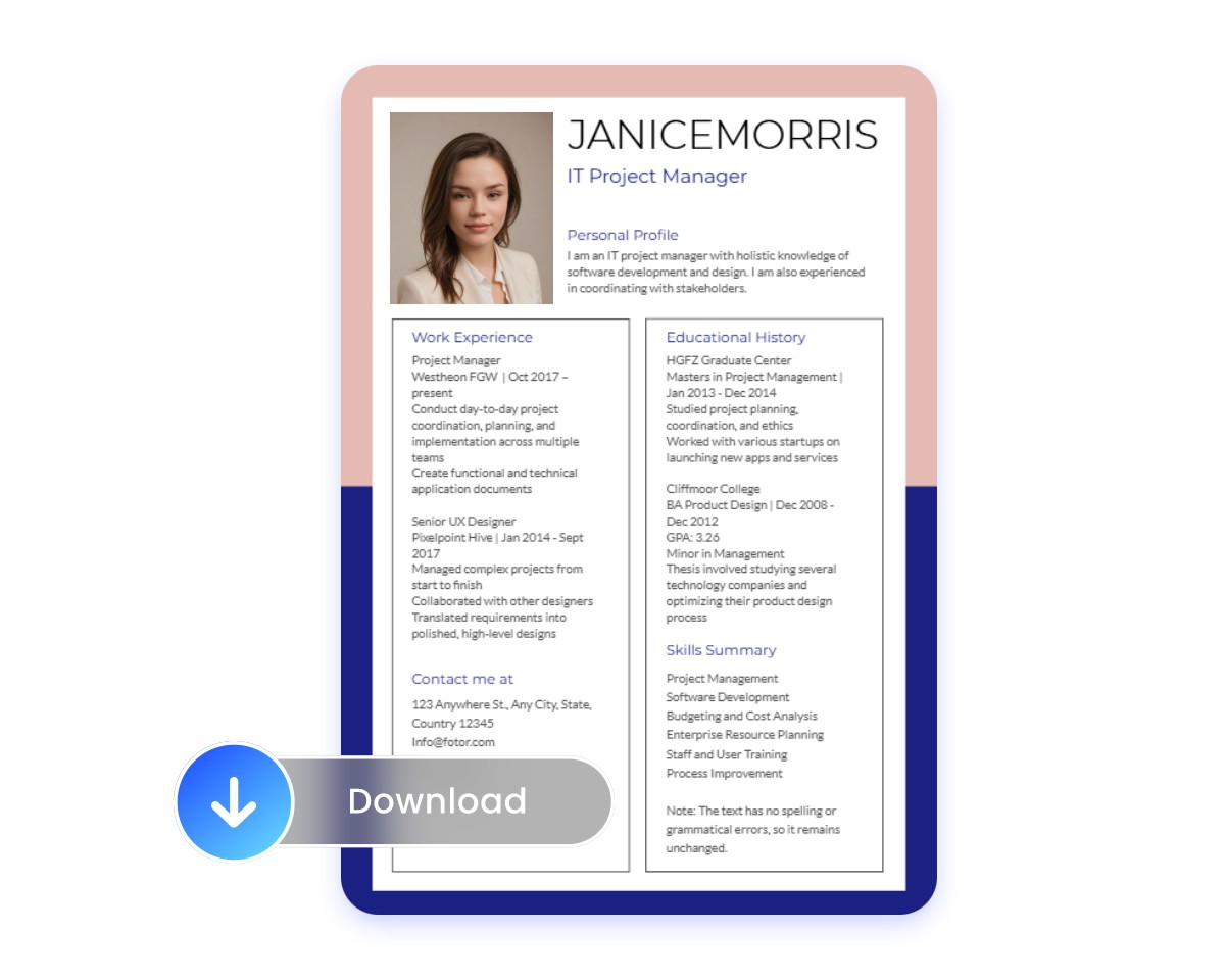 Save and download resume