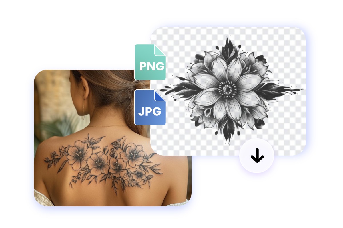 Save your tattoo images to device and apply them to your shoulder tattoo