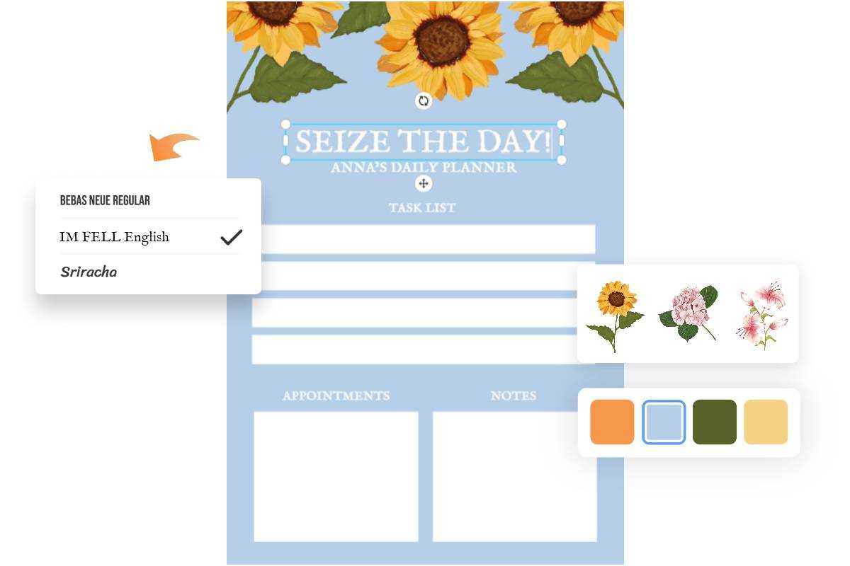 Schedule template with adjustiment boxs