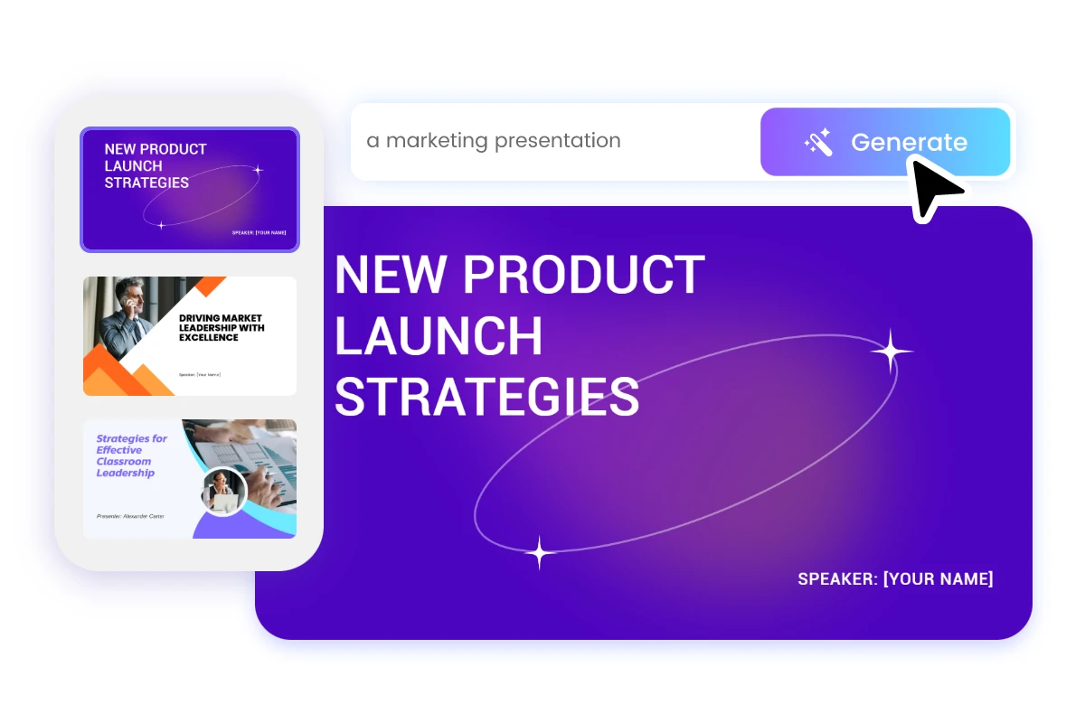 Select a business presentation template and enter your ppt topics to generate an ai ppt