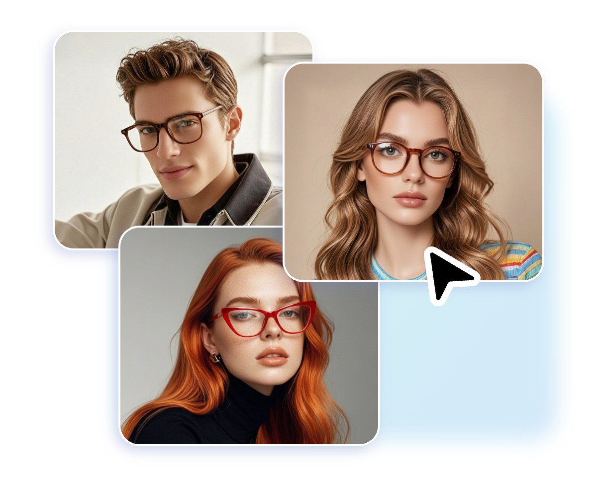 Select a virtual glasses try on template on fotor