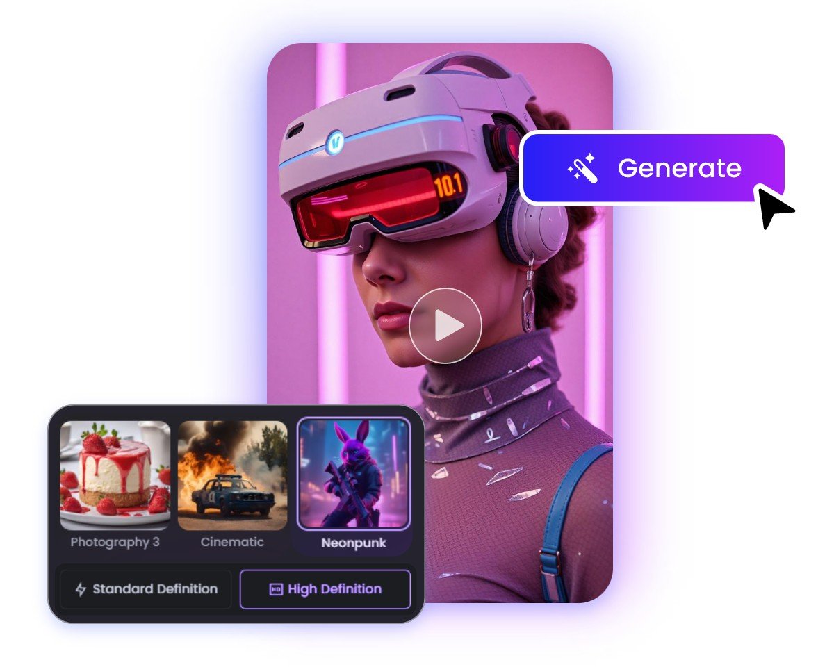 Select style and definition to generate Tik Tok videos
