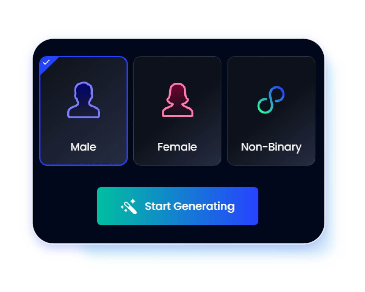 Select the gender and style of the ai profile picture you want to generate in fotor