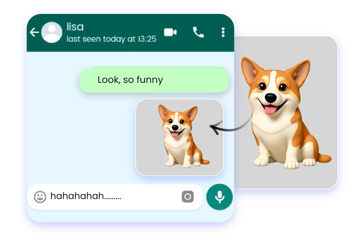 Send a cute yellow dog emoji to your friend