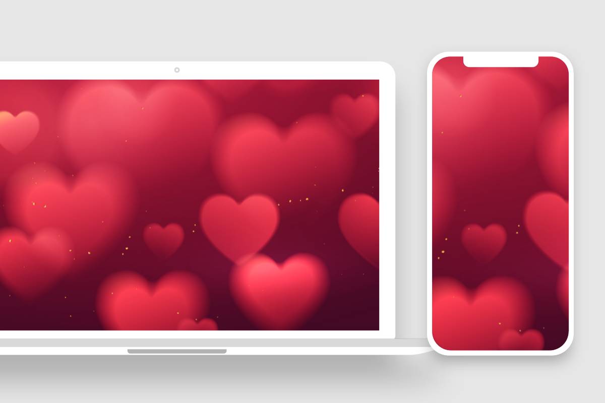 HD red background with hearts wallpapers