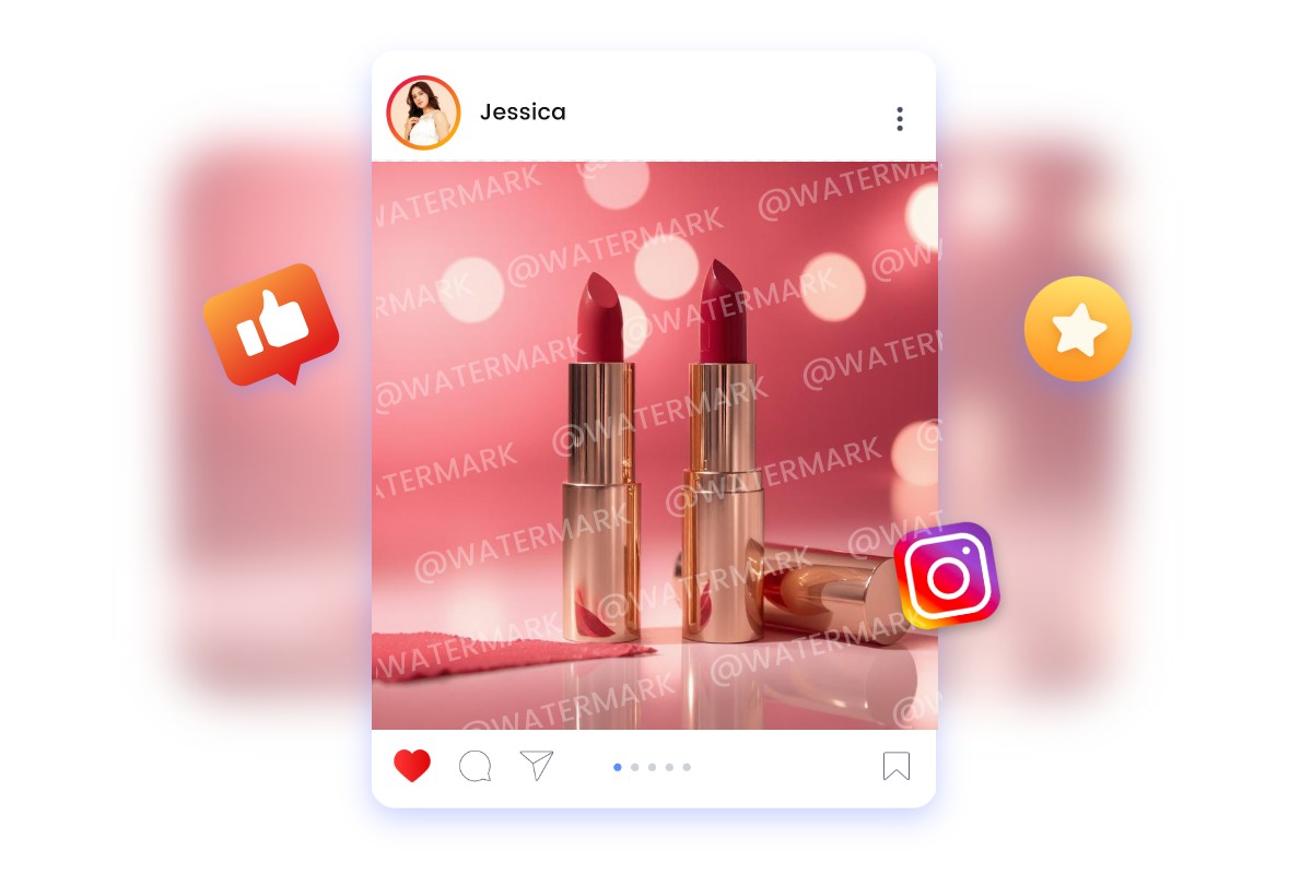 Share a watermarked lipstick picture on social media like ins