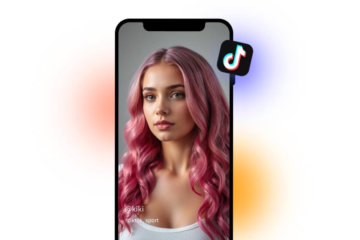 Share an ai growth video of a girl with pink hair to social media