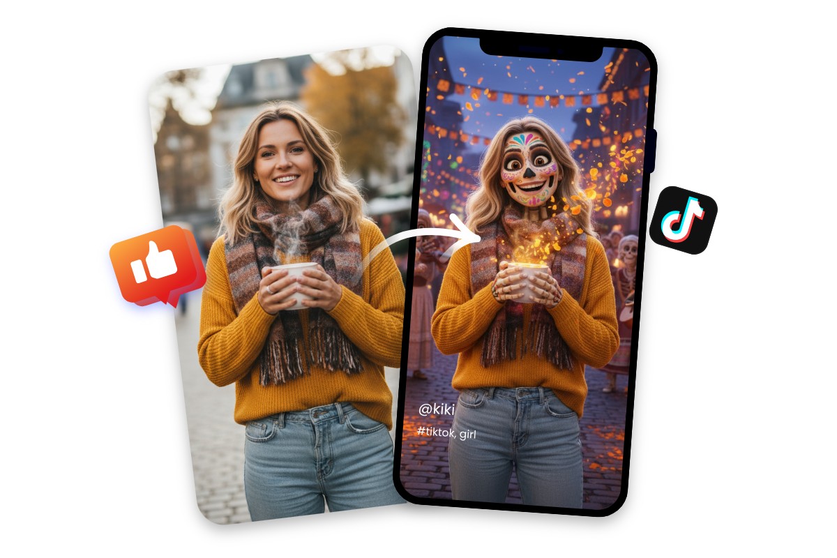 Share high quality coco filter effect video on social media featuring a blonde hair female