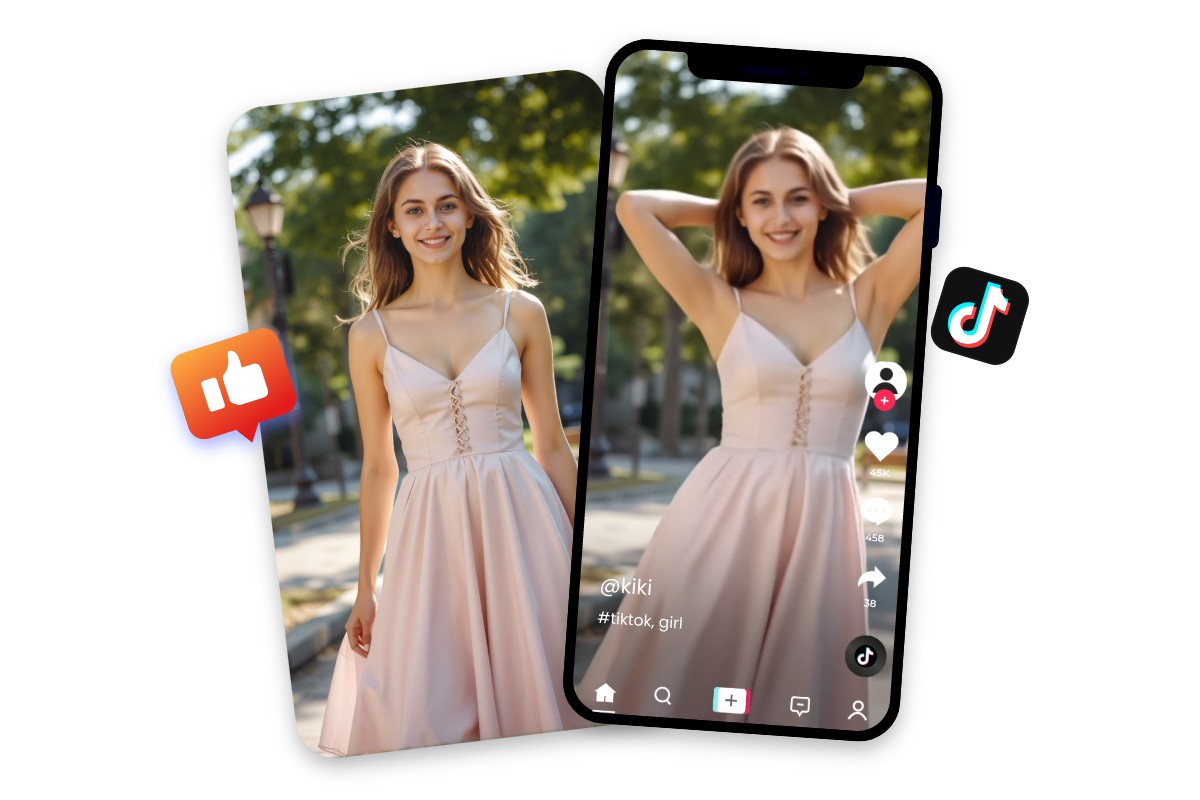 Share high quality sway dance effect video on social media featuring a beauty in pink dress