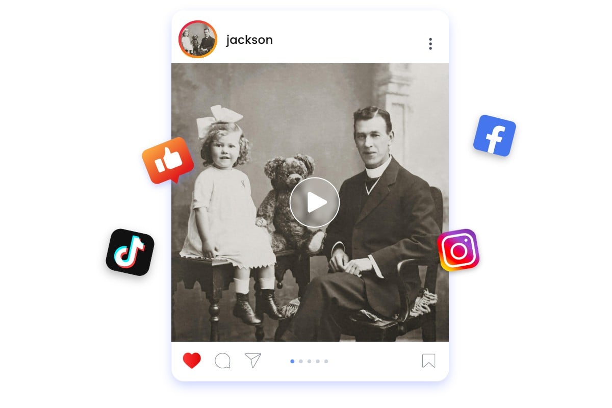 Share your old photo animation on various social media platforms