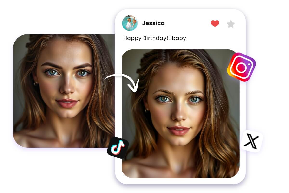 Sharing a photo of modified eyebrows on various social media platforms