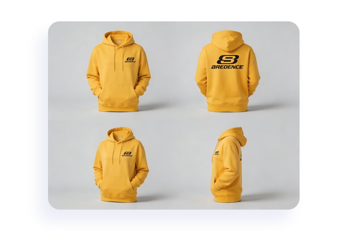Zeige deinen Hoodie-Mockup aus unterschiedlichen Perspektiven