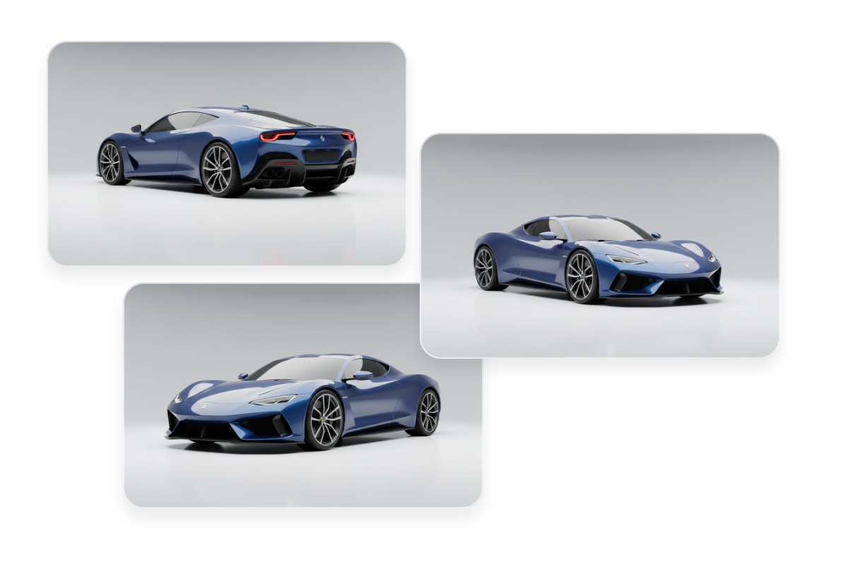Showcase multiple angle photoshoots for the car