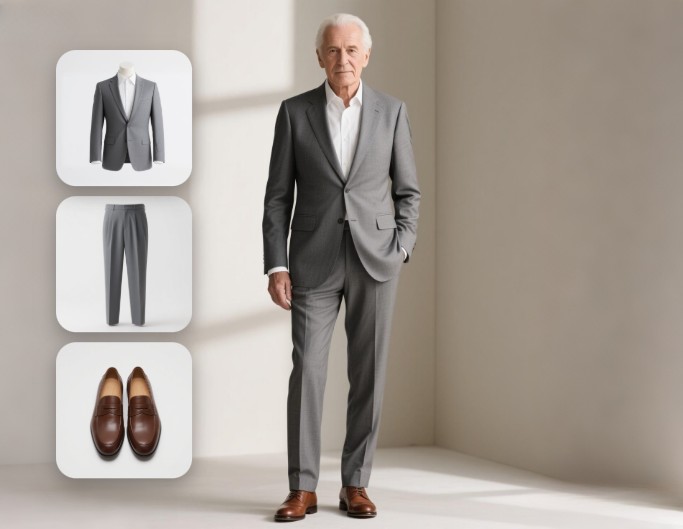 Silver model clothing