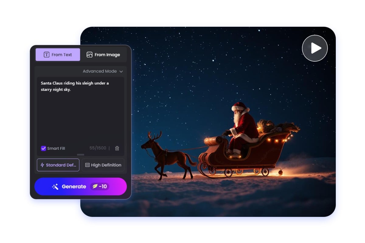 Simply generate snata claus video from text in fotor