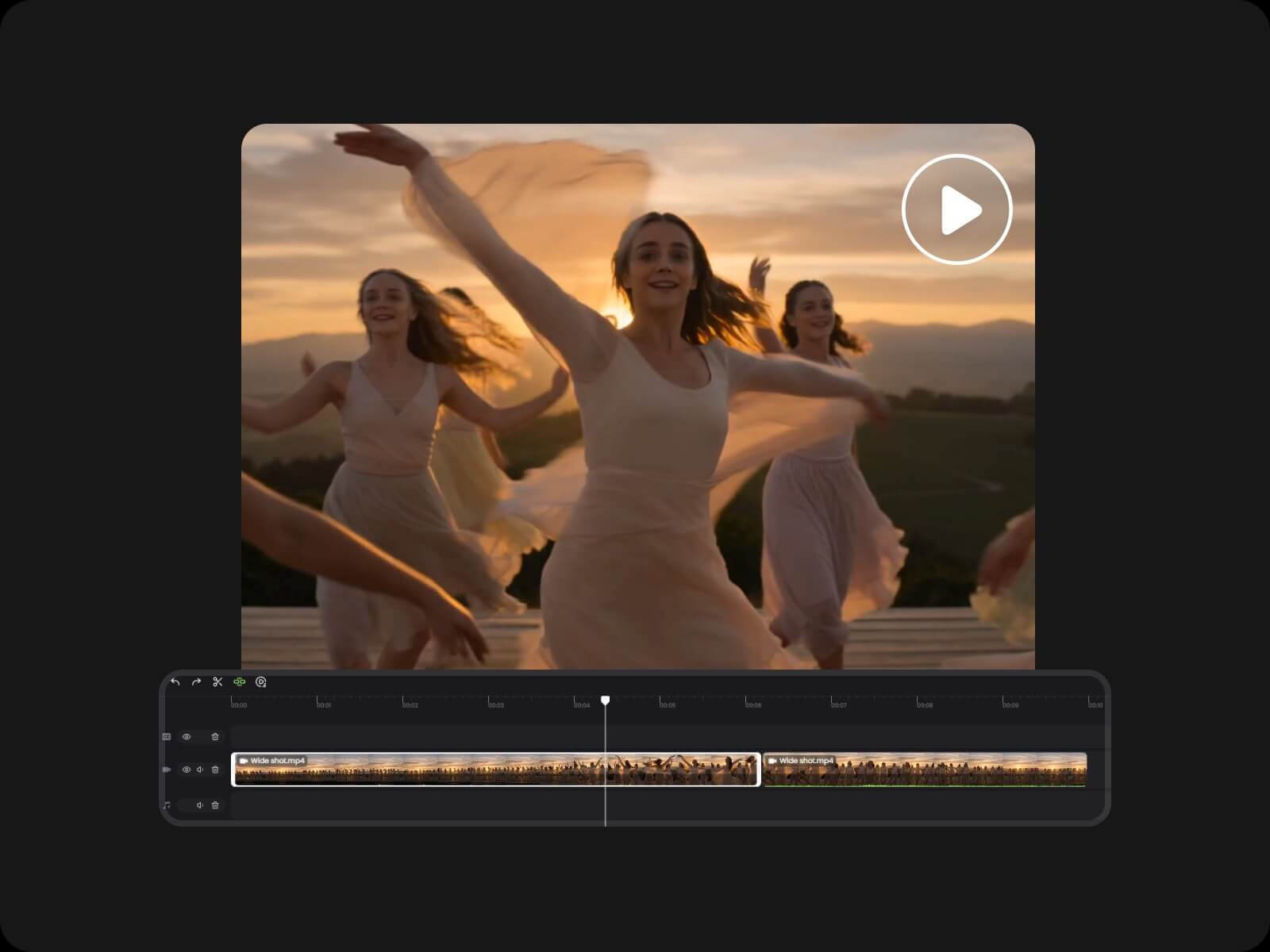 Smartly edit or manually adjust an ai generated music video of a group of women dancing