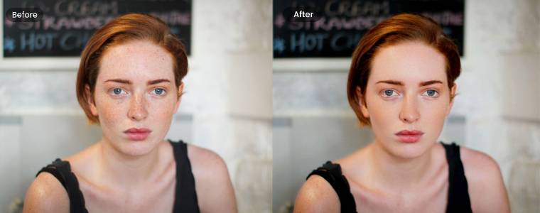 自撮り加工サイトで女性の写真の美肌加工をする