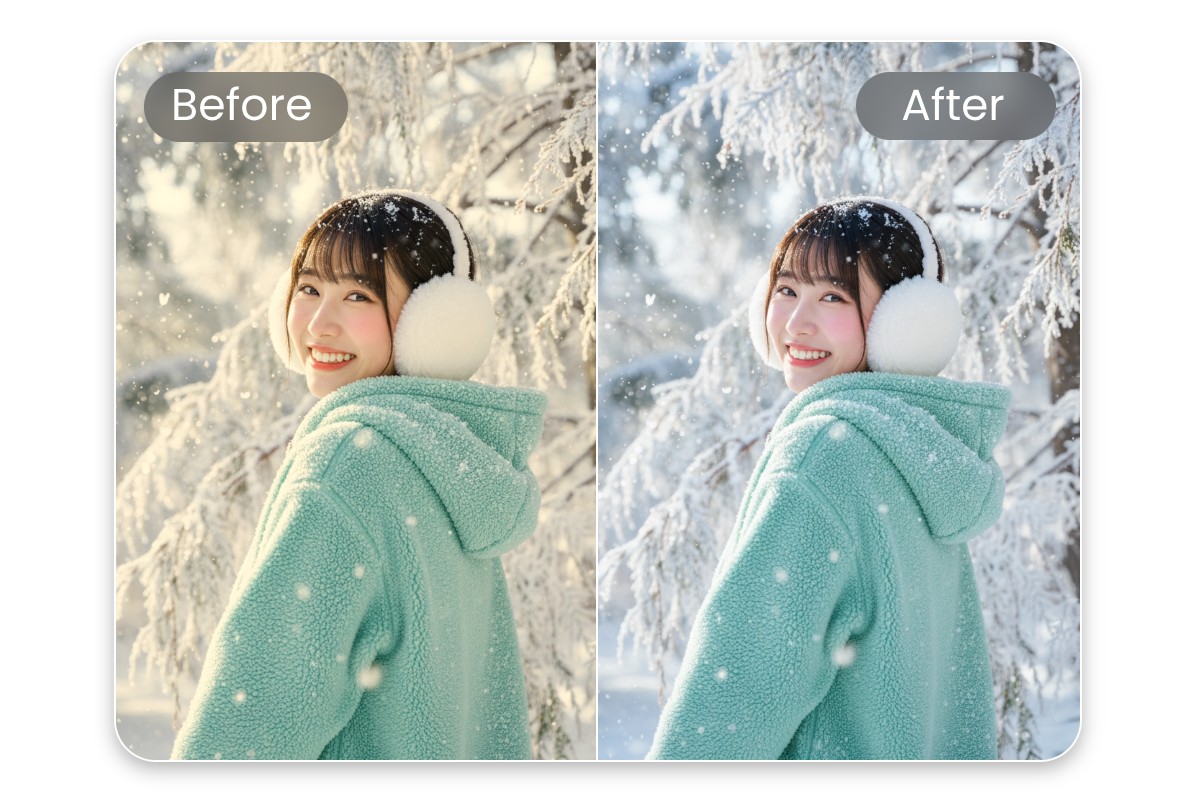 多彩なAI雪加工フィルターで雰囲気を演出