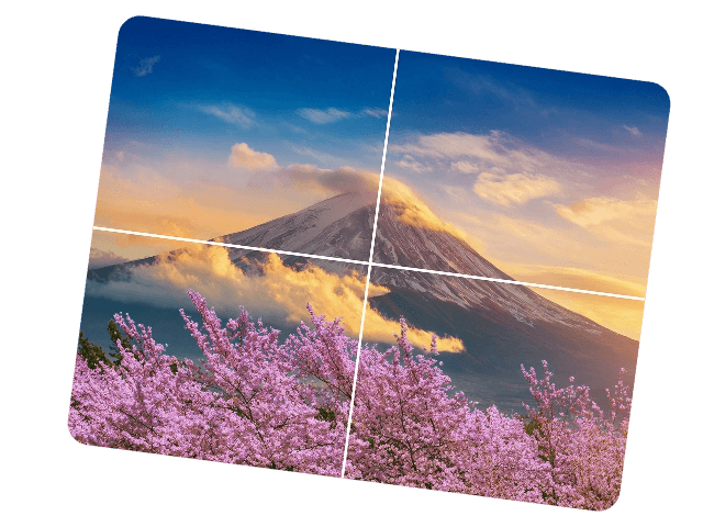 富士山の画像を４分割にする