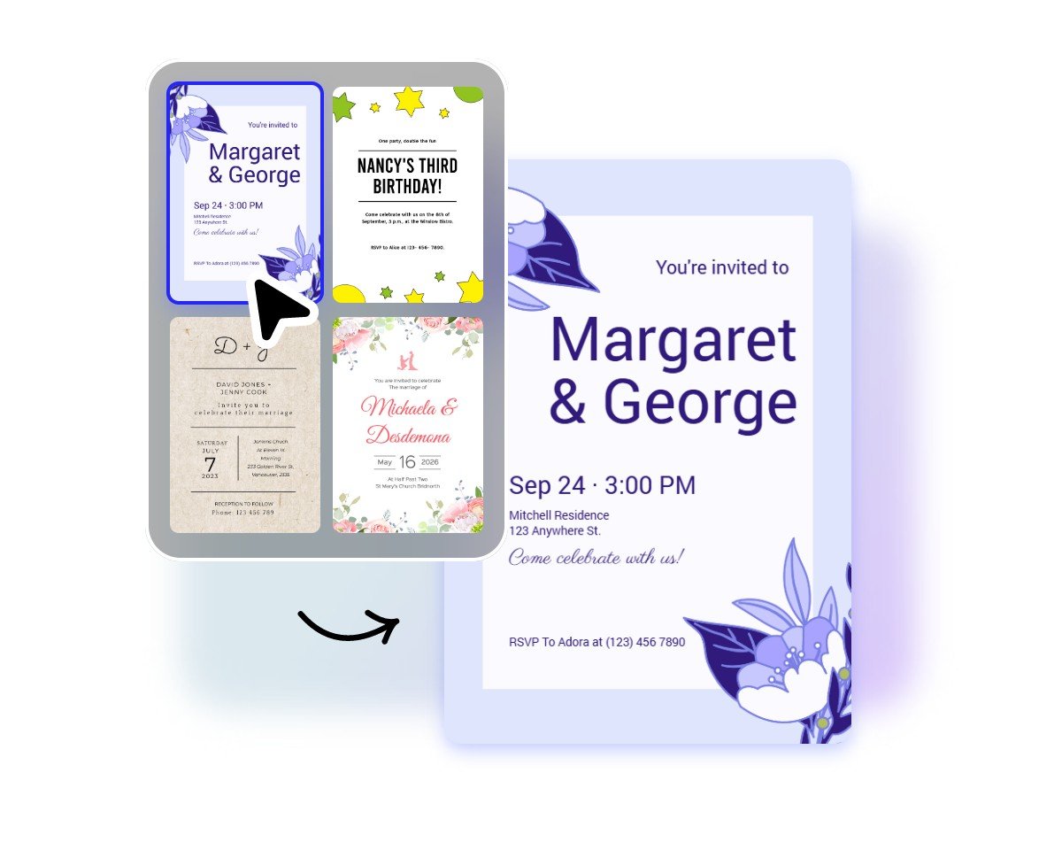 Step 1 select a template for invitation design in Fotor