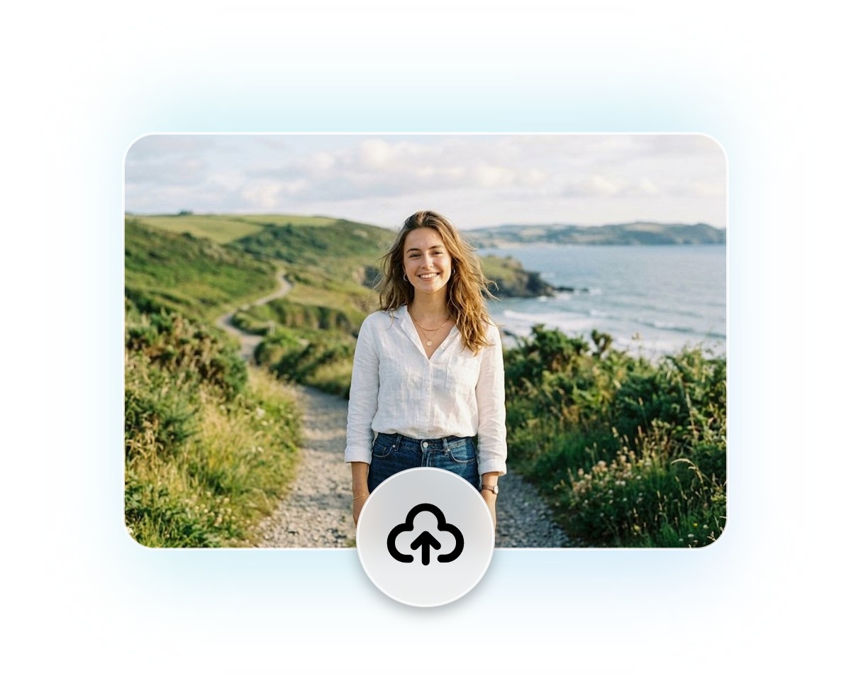 Step 1 upload a photo of a woman at the beach to fotor image to video ai generator