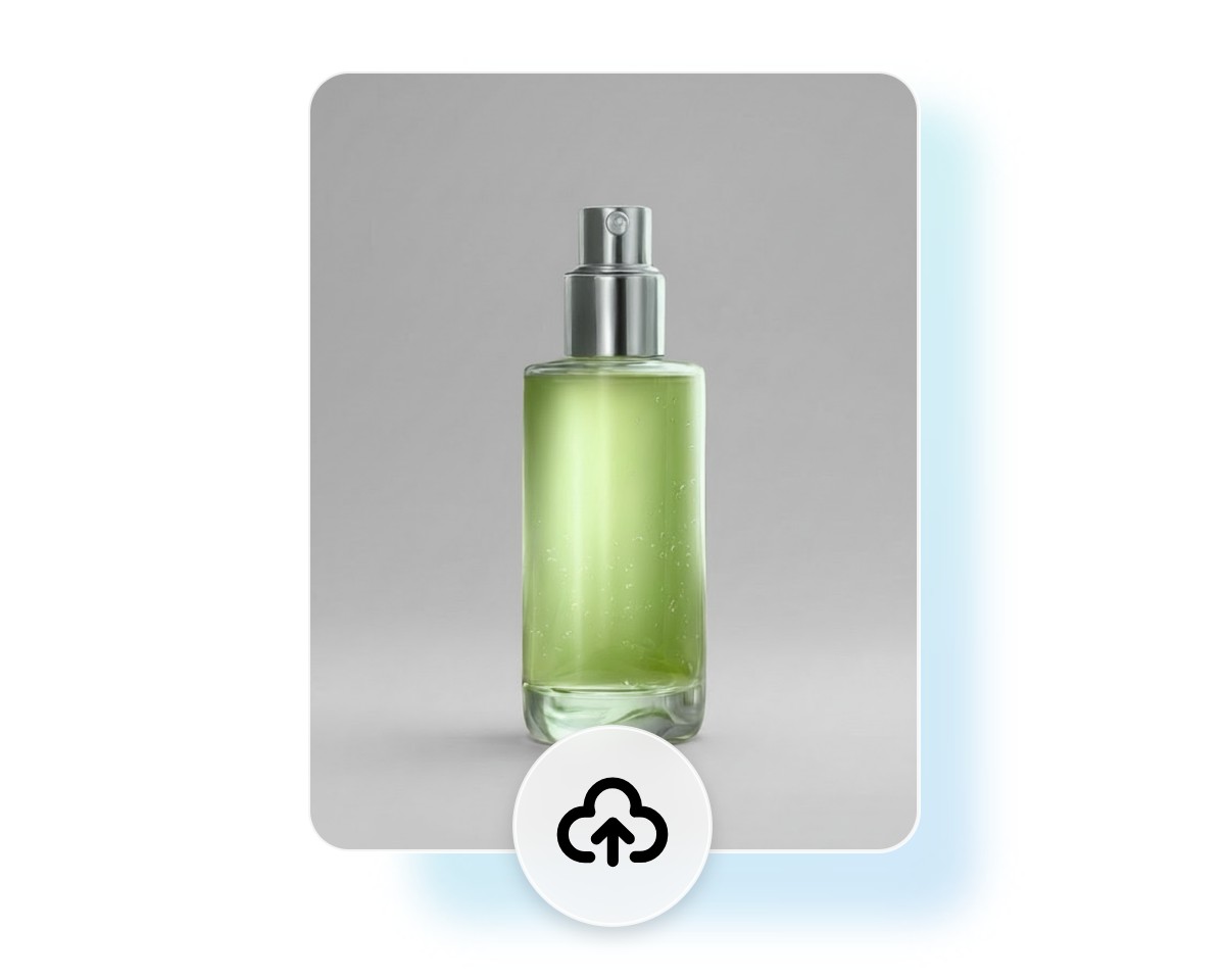 Step 1 upload a picture featuring a green glass bottle