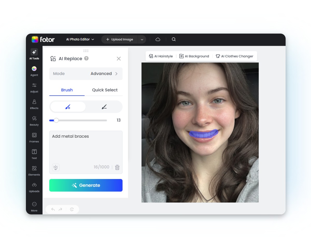 Step 2 brush the teeth area for braces