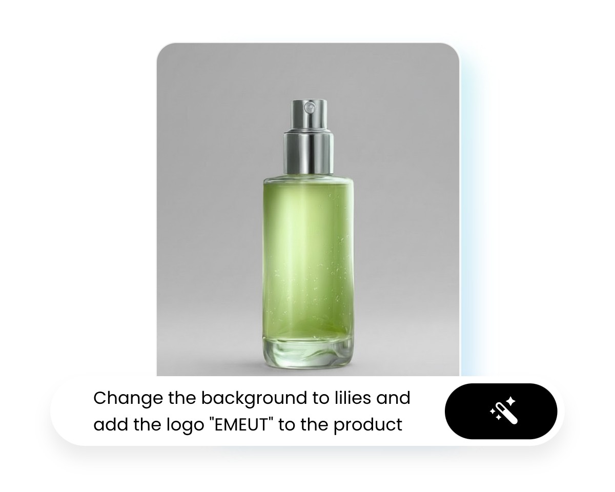 Step 2 change the product image background to lilies and add a logo