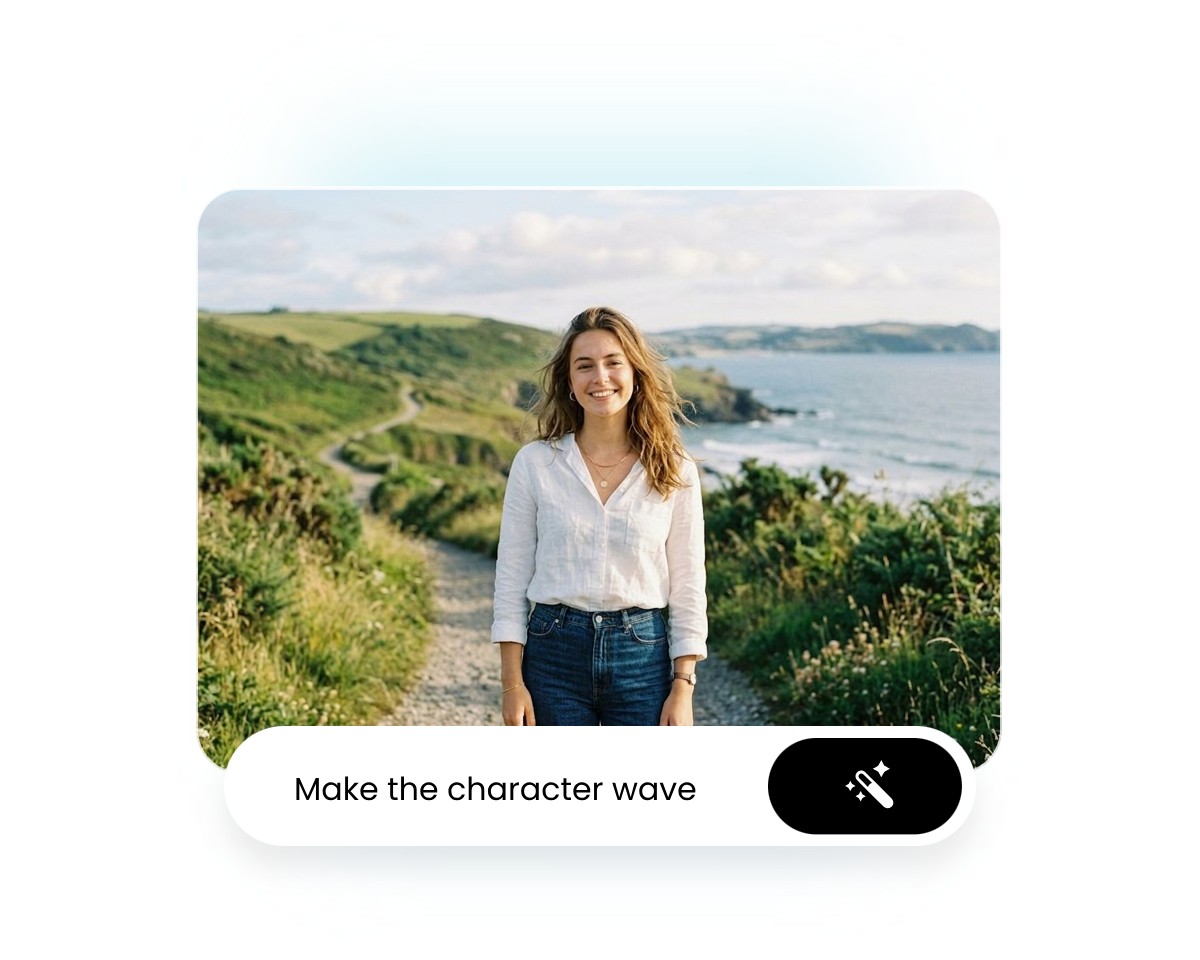 Step 2 enter a prompt in the text box to make the woman in the image move