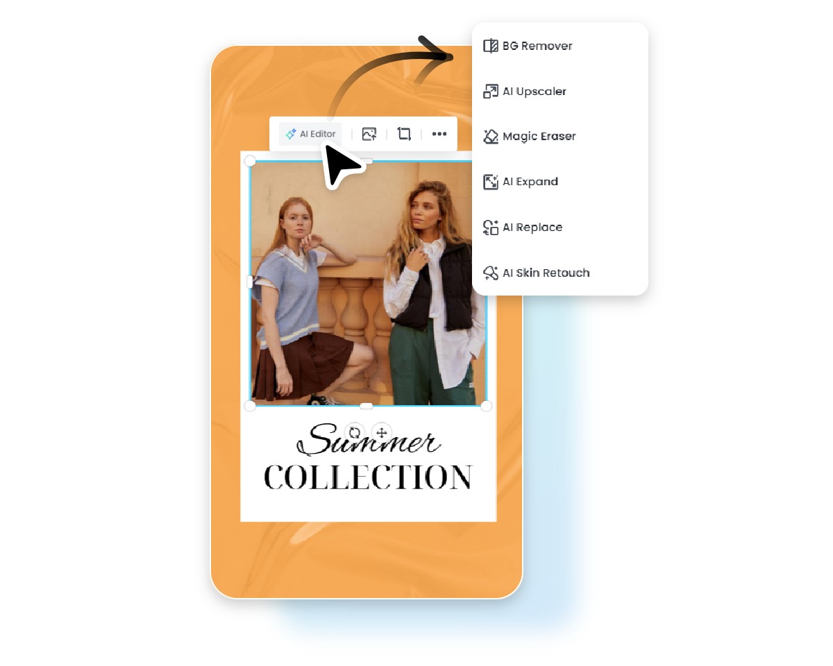 Step 2 fine tune the instagrame story with ai photo editor