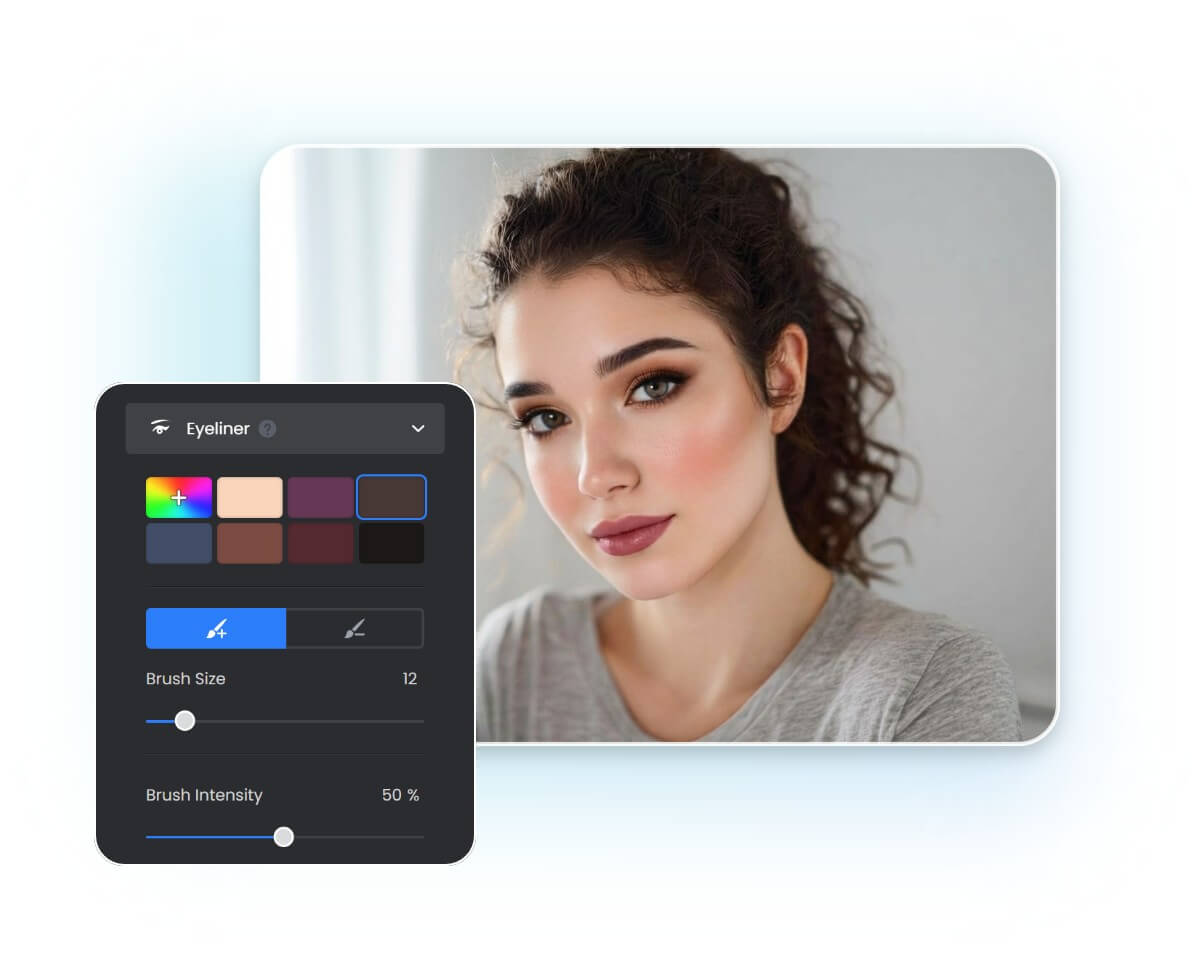 Step 3 to use basic makeup tools to precisely add makeup to a photo of a woman