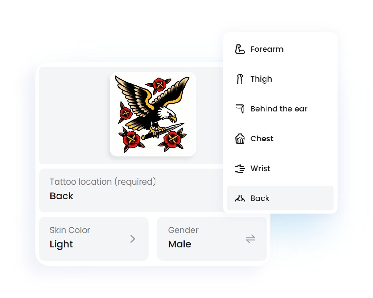 Step 3 to virtual tattoo try on
