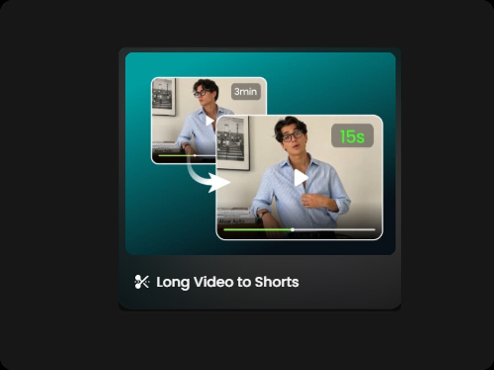 Step one select the long video to shorts preset on the home page