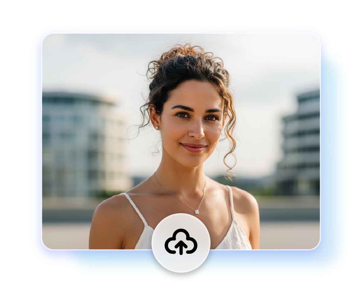 Step one upload a picture of a woman in white dress