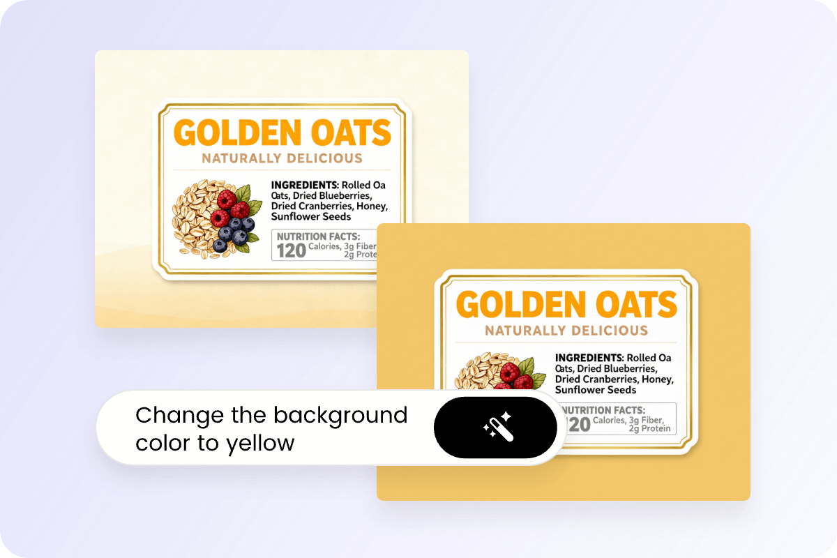 Step three edit the generated ai label with text prompt