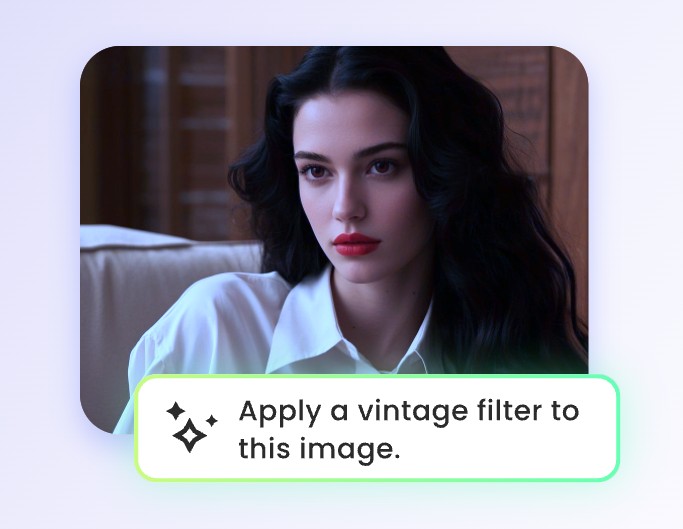 Step two enter a prompt to let the ai add a vintage filter to this image