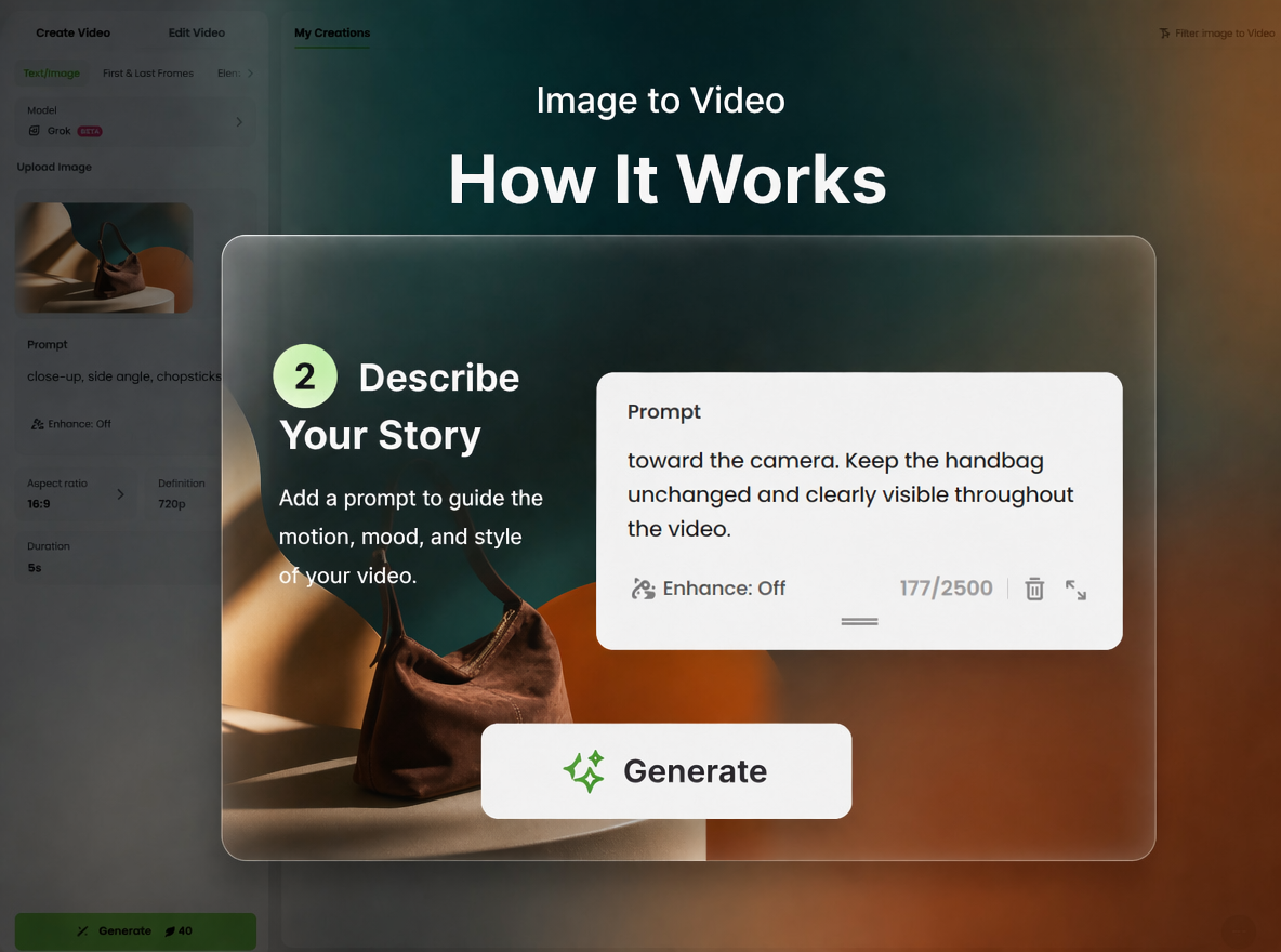 Step two to enter video prompts